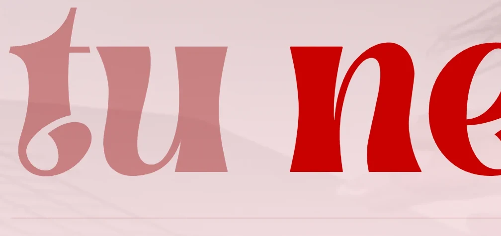 Detalle de la tipografía de Vibratto: las curvas de «tu».